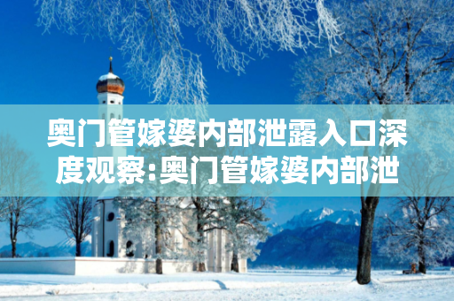 奥门管嫁婆内部泄露入口深度观察:奥门管嫁婆内部泄露入口12-23-34-45-07-19 T:37的欺诈本质-核心解答、解释与落实-全面释义