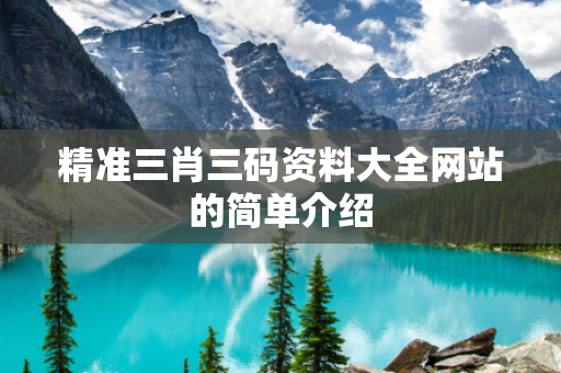 精准三肖三码资料大全网站的简单介绍