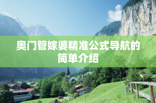 奥门管嫁婆精准公式导航的简单介绍