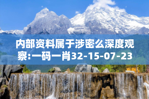 内部资料属于涉密么深度观察:一码一肖32-15-07-23-41-12 T:28的欺诈本质-核心解答、解释与落实,小心虚假的伪宣传